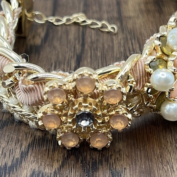 Bracelet by Gennaro Bling Faux Pearl Bracelets With Rhinestones Flowers - Picture 3 of 12